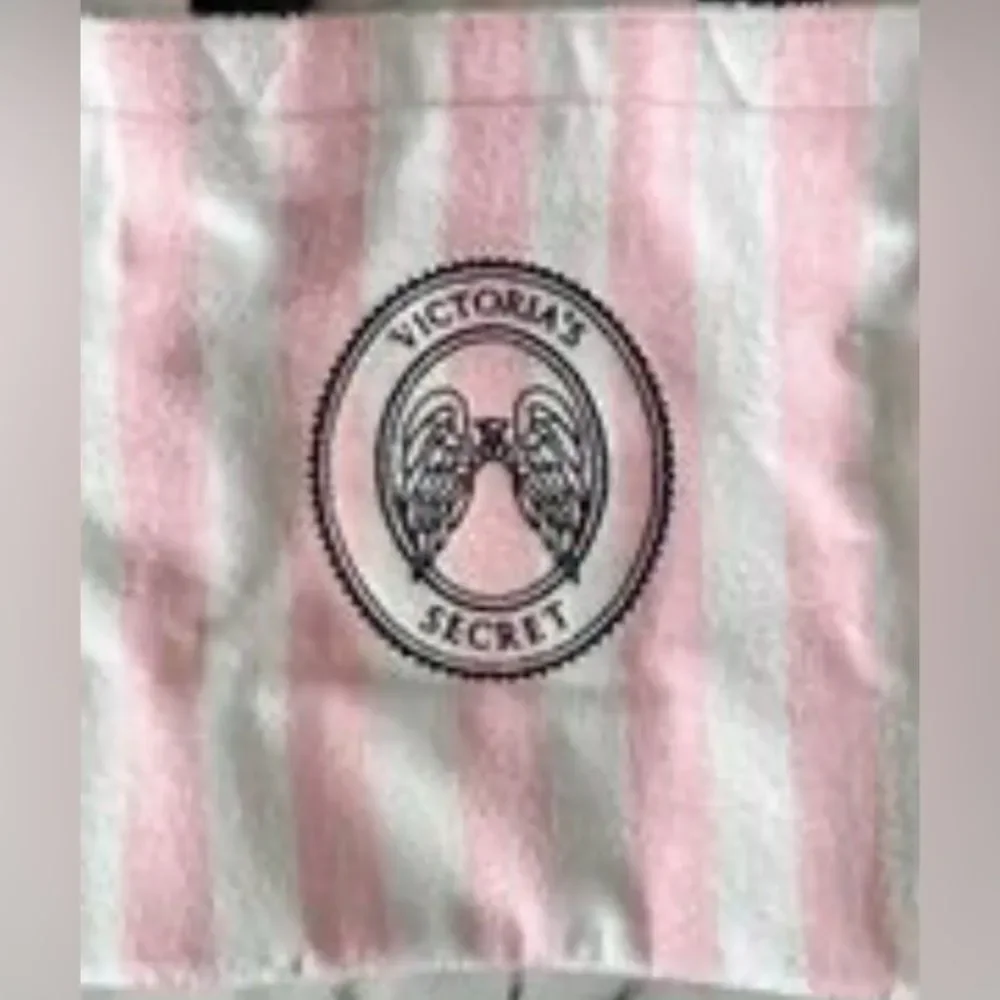 2026 NWT Victoria's Secret Angel Essentials Pink & White Stripe Terry Beach Tote